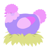 A lilac and lavender chicken with a head pattern