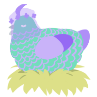A mint and lilac chicken with a lace pattern