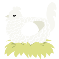 A white chicken with a lace pattern