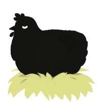 A black chicken with a lace pattern