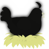 Bloody Kisses, a black chicken with a head pattern