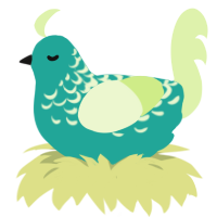 A turquoise and apple chicken with a half-lace pattern