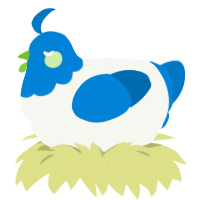 A white and sapphire chicken with a head pattern