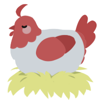 A mist and red chicken with a head pattern