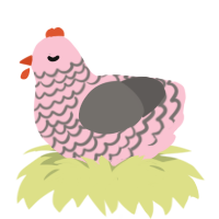 A rose and grey chicken with a lace pattern