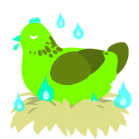mitochondria, a grass and olive chicken with a neck-speckle pattern