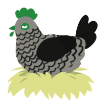 A ash and black chicken with a lace pattern