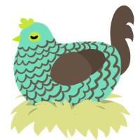 Mint Choco, a mint and bark chicken with a lace pattern