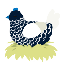 A tumblr and white chicken with a lace pattern