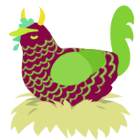 A maroon and grass chicken with a lace pattern