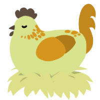 A lemon and ochre chicken with a neck-speckle pattern