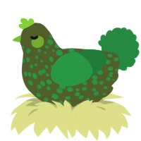 A olive and viridian chicken with a speckle pattern