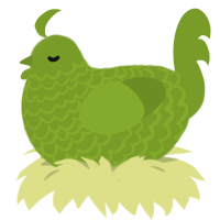 A chartreuse chicken with a lace pattern