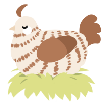 A cream and brown chicken with a bar pattern