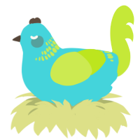 Rave, a aqua and lime chicken with a neck-band pattern