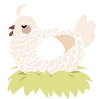 A cream chicken with a lace pattern
