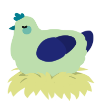 A gluppy and navy chicken