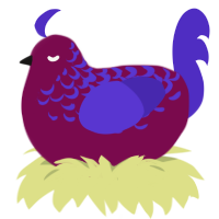 A wine and indigo chicken with a half-lace pattern