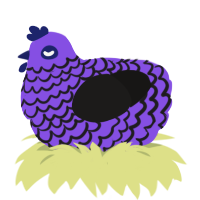 Midnight Violets, a blurple and sable chicken with a lace pattern