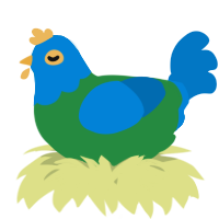 A viridian and sapphire chicken with a head pattern