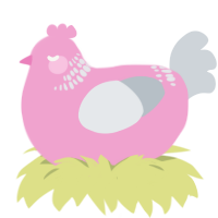 A pink and mist chicken with a neck-band pattern