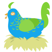 A sky and grass chicken with a half-lace pattern
