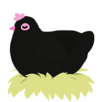 A black chicken with a bar pattern