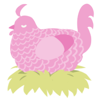 Pink, a pink chicken with a lace pattern