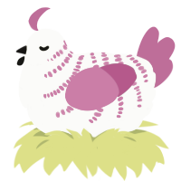A mist and fuchsia chicken with a half-bar pattern