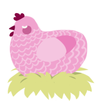 A pink chicken with a lace pattern