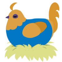(unnamed), a sapphire and orange chicken with a head pattern