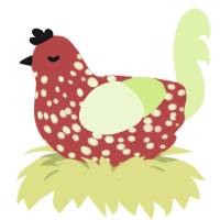 Gala, a red and apple chicken with a speckle pattern