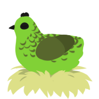 Zombie, a grass and olive chicken with a half-lace pattern