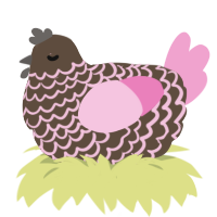 Chocolate Milk, a bark and pink chicken with a lace pattern