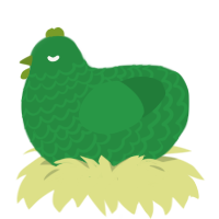 A viridian chicken with a lace pattern