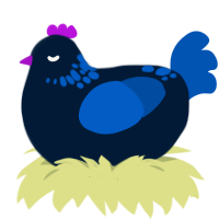 A tumblr and ultramarine chicken with a neck-speckle pattern