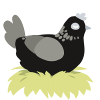 A sable and ash chicken with a neck-speckle pattern