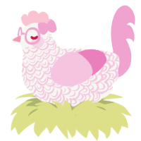 A white and pink chicken with a double-lace pattern