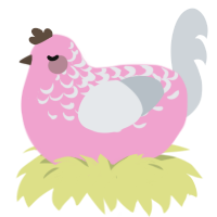 A pink and mist chicken with a half-lace pattern