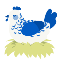 Ultramarine Lace, a white and ultramarine chicken with a half-lace pattern