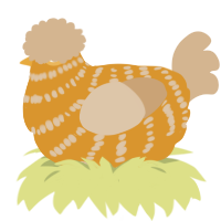 A orange and beige chicken with a bar pattern