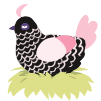 pastel goth, a sable and rose chicken with a lace pattern