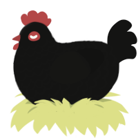 A black chicken with a lace pattern