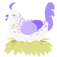 A white and lilac chicken with a half-lace pattern