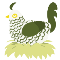A white and olive chicken with a lace pattern