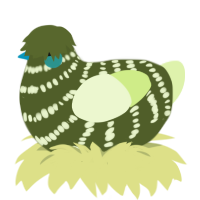 A olive and apple chicken with a bar pattern