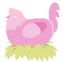 A pink chicken with a head pattern