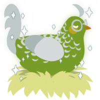 Old man, a chartreuse and silver chicken with a half-lace pattern