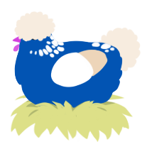 Ross Bob, a ultramarine and cream chicken with a neck-speckle pattern