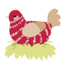 (unnamed), a crimson and beige chicken with a bar pattern